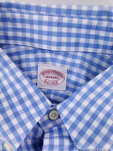 Brooks Brothers Makers Custom Button Down Shirt Made USA Blue Check Mens 17/36 - Picture 3 of 8