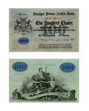 Sto talarów, 100 talarów, gdański bank akcji prywatnych, 1873, reprodukcja