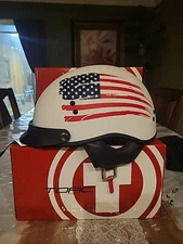 Motor Cycle Biker Helmet Dirt Off Road Protection American Flag Dot Certified Lg