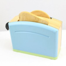 Wooden Toaster Toy W/Wooden Bagel and Toast Play Kitchen Breakfast Montessori 9"
