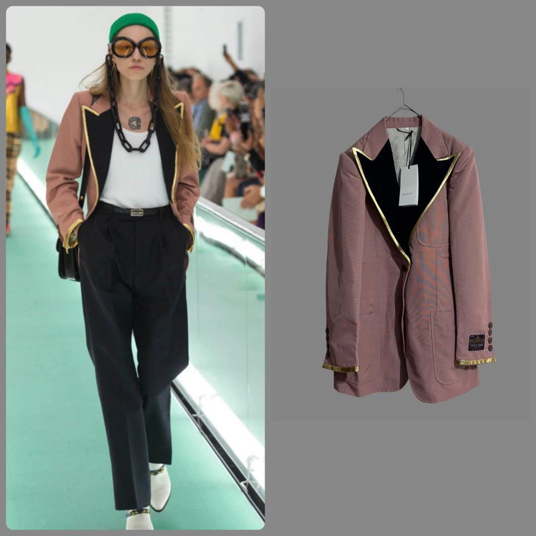 GUCCI Giacca Donna Trasformata Misto Rayon Taglia 40 Rosa Made in Italy