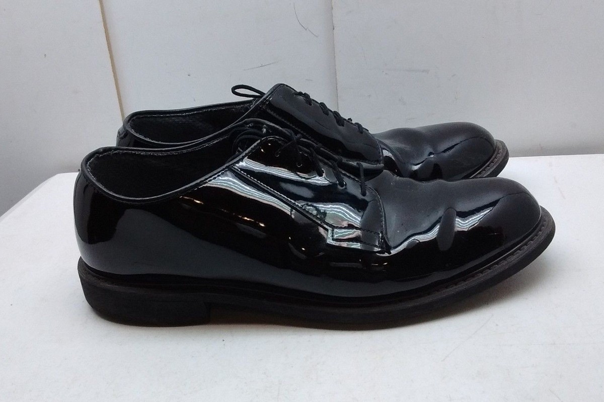 Bates Black gloss Patent Faux Leather Oxford Plain Toe Dress Work