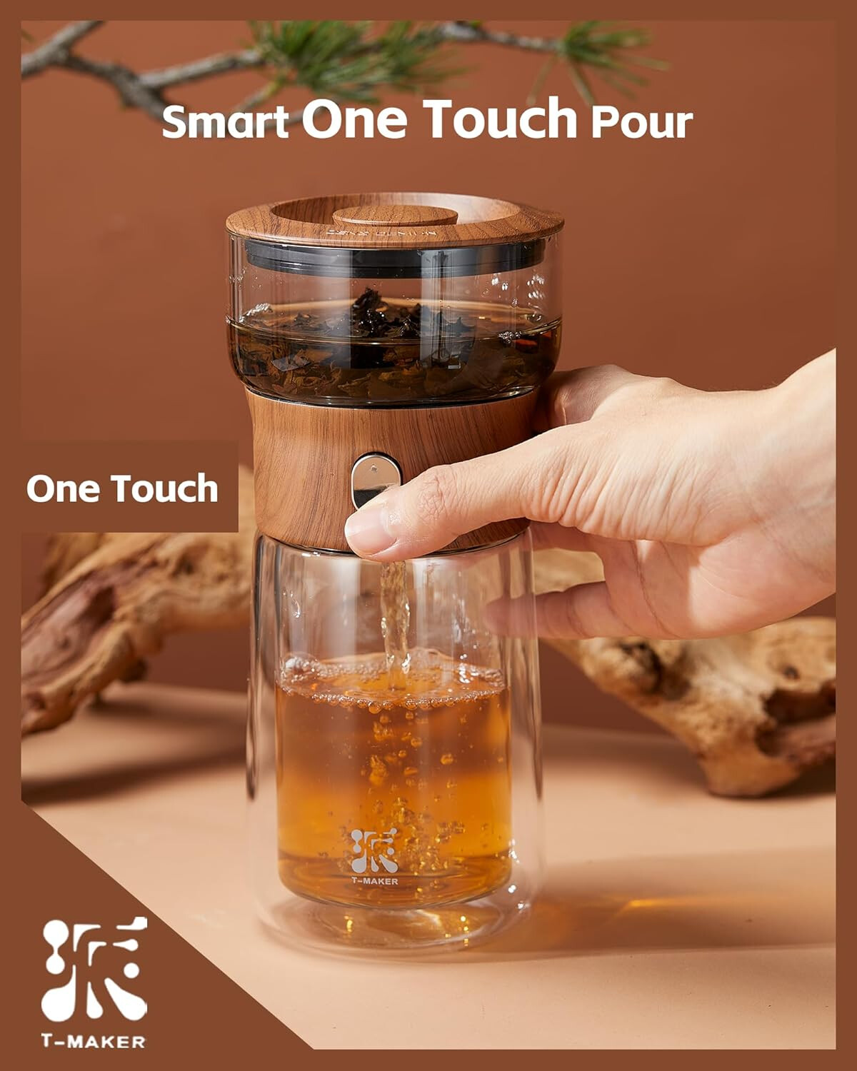 Smart One Touch Tea Maker, Small Glass Teapot for Loose Tea Maker