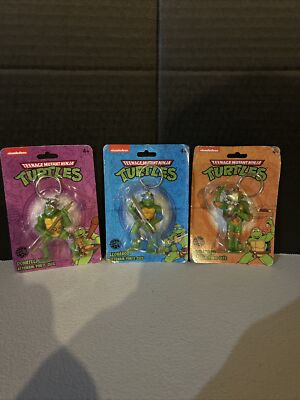 3 Teenage Mutant Ninja Turtle Keychains Donatello Leonardo Michelangelo