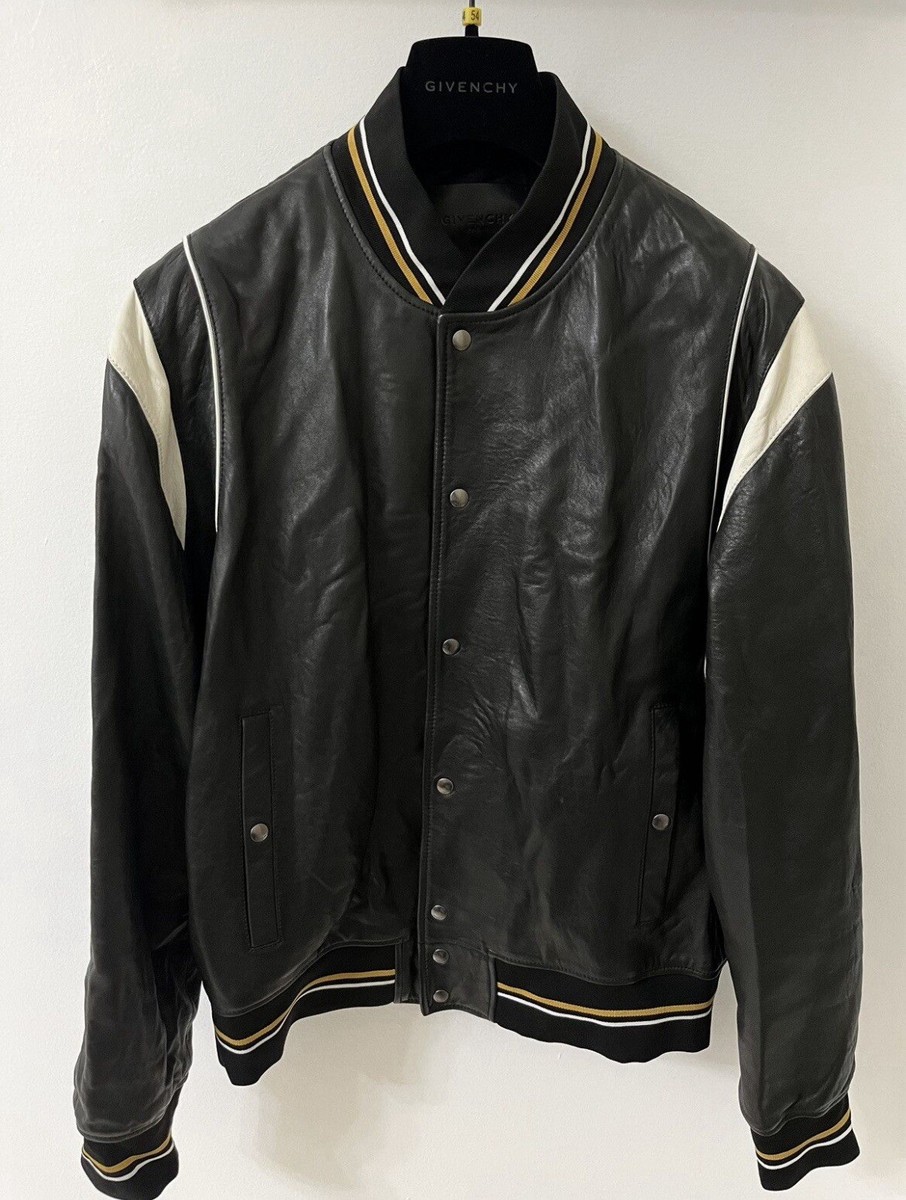 GIVENCHY $5,600 Black 4G Monogram Varsity Bomber Leather