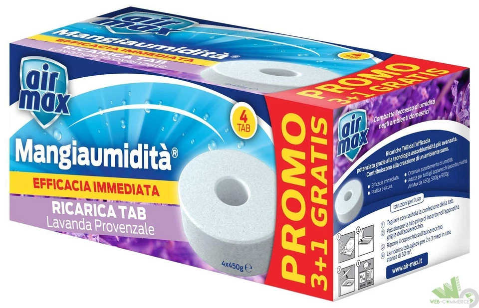 24pz 450g AIRMAX ASSORBIUMIDITà RICARICA ASSORBI UMIDITà LAVANDA MANGIAUMIDITà