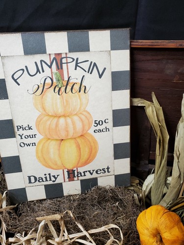 PRIMITIVE ANTIQUE VINTAGE FOLK ART STYLE PICK PUMPKIN PATCH FALL HALLOWEEN SIGN - Picture 4 of 7