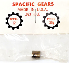 12 Tooth Brass Pinion Gear Slot Car Spacific 48 Pitch .093" Motor Shaft No Screw