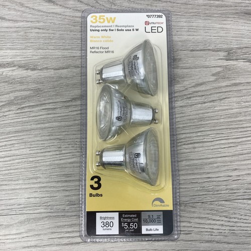 Utilitech LED Indoor MR16 Flood Reflector 35W 3 Pack #0777392 LP05A57FL4D Warm - 第 1/7 張圖片