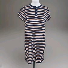 Madewell Multicolor Stripe Henley Dress Hemp Cotton Womens Size Small Nwt 