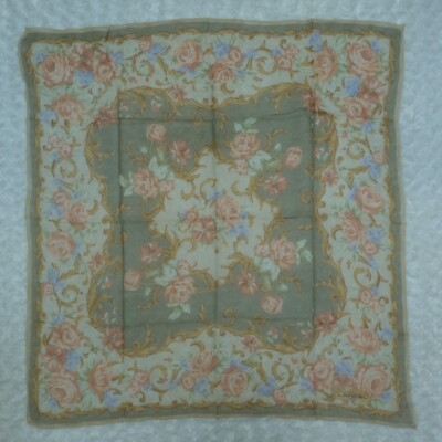 LANCEL Flower Thin Silk Scarf Scarves 32.5'' X 33'' O651