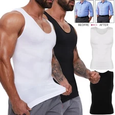 Mens Slimming Body Shaper Gynecomastia Belly Control Vest Top Compression Shirt
