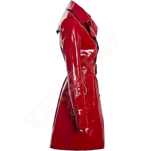 Women PVC Leather Trench Vinyl Shiny Light Weighted Raincoat Stylish Trench Coat - Picture 3 of 4