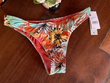New THE BIKINI LAB Rust Tropical Oasis Floral Hipster Bikini Bottom Size Large