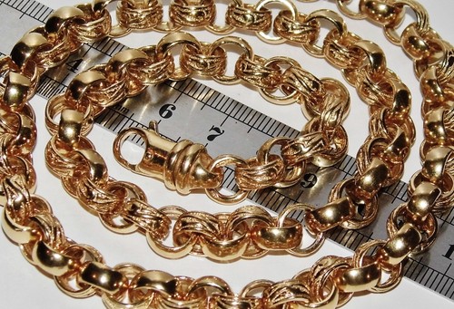 SOLID 9CT YELLOW GOLD ON SILVER 26 INCH 
