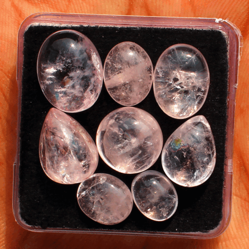 8 Pcs Natural Morganite Untreated Top Grade 8.5mm-13.5mm Cabochon Gemstones Lot - Picture 9 of 11