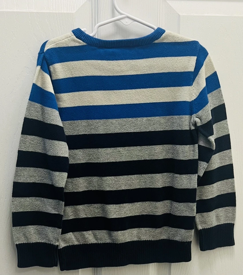 Suéter tejido The Children's Place Boys / Gris a rayas y azul / Talla 4T Foto 2 de 4