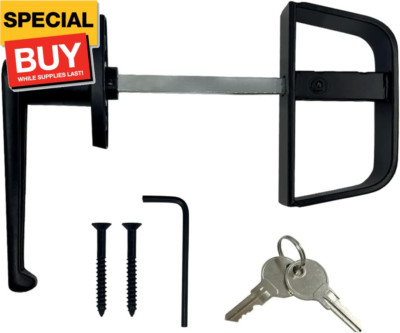 L-Handle Lock Shed Door Latch Lock Kit with 2 Keys and 2 Screws, 4-1/2'' Stem Bar