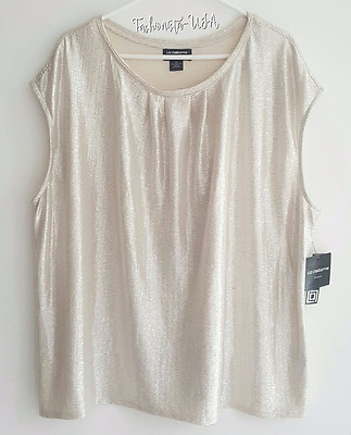 Women's Sleeveless Top Size 1X ORIENT IMPRESSIONS CHAMPAGNE by Liz Claiborne