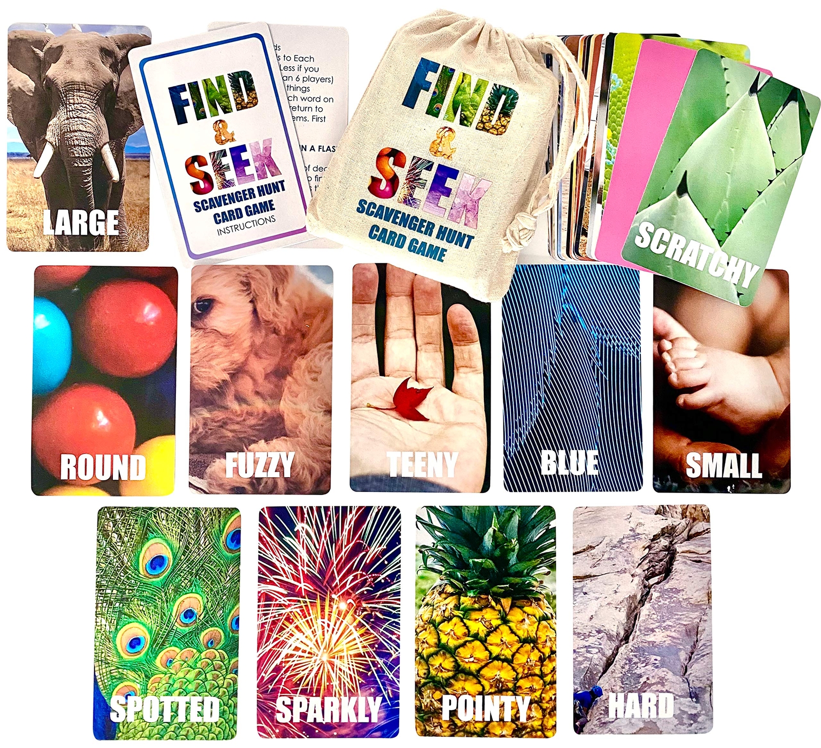 Hapinest Find and Seek Scavenger Hunt Card Game Indoor Outdoor