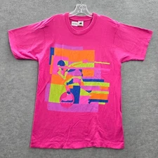 VINTAGE Roller Derby Men Shirt Large Pink Abstract 90s Single Stitch USA Tee REA