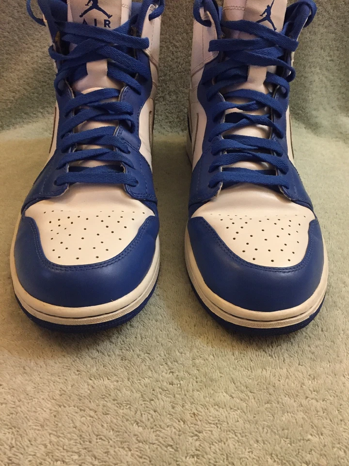 2011 Nike Air Jordan 1 retrô alto branco azul 332550-104 masculino tamanho 14 - Imagem 2 de 4