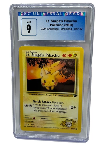 CGC 9 Lt. Surge's Pikachu Gym Challenge 84/132 Regular Unlimited Pokémon TCG