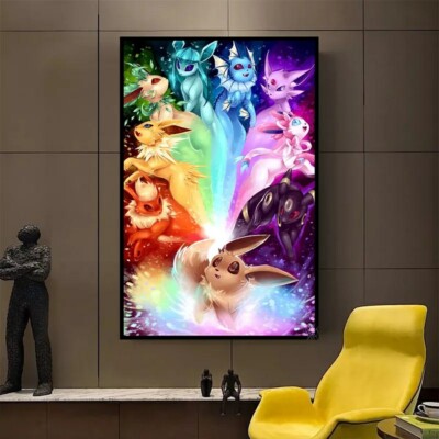 pokemon poster cotton bild evoli leinwand ohne rahmen alle arten evolution 
