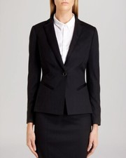 TED BAKER Black Zamia Notched Lapel Wool Blend Blazer Coat Jacket 3 TB  8US M