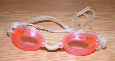 Genuine Intex Pink Frames/Lens With Clear Adjustable Straps Swim Goggles *READ*