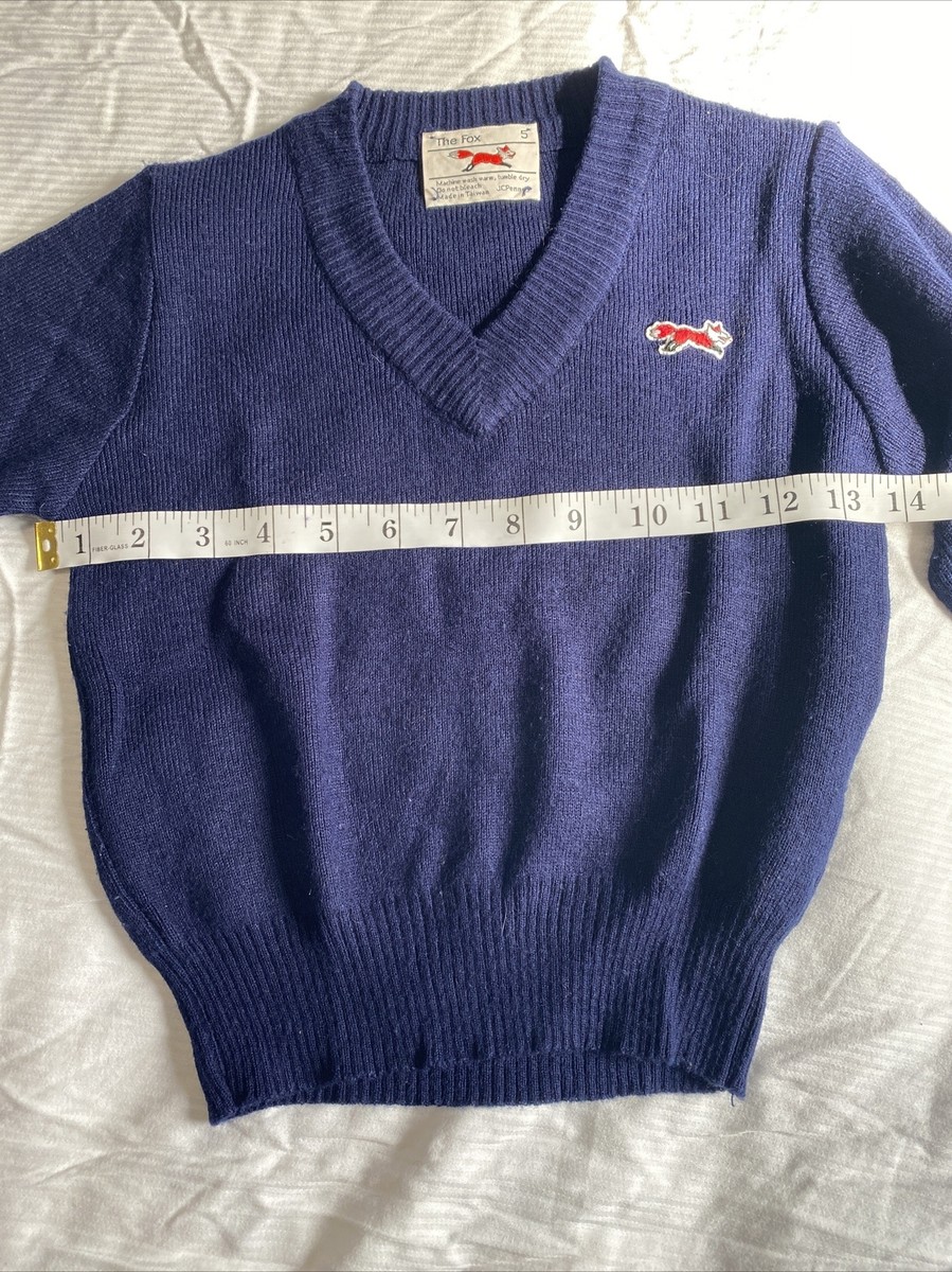 THE FOX JC PENNEY Sweater VINTAGE Pullover Blue Fox Logo Size 5