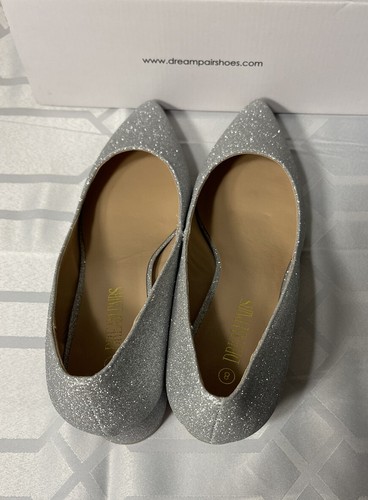 Dream Pairs Womens Size 8 Silver Glittery Chunky Heel Shoes NWT! M1193 - Picture 10 of 12