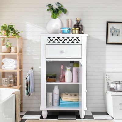 Small Wood Bathroom Floor Cabinet