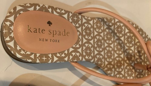 Kate Spade Mystic Flip Flop Leather Bow Charm Blush Pink Thong Sandal Sz 6 M - Picture 6 of 10