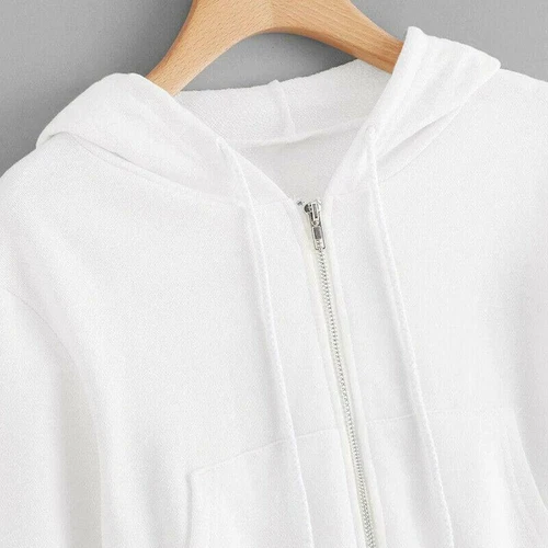 Women Hoodies Long Sleeve Zip Crop Tops Casual Basic Hooded Sweatshirt Jackets - Bild 9 von 19