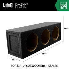 2.00 ft Sealed MDF Subwoofer Enclosure Box for 3 10" Car Audio Sub Subwoofers