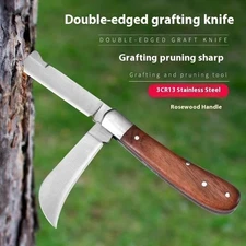 Folding Grafting Knife with Wooden Handle – Garden Pruner & Cutter Tool