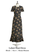 RHODE Dress Women Sz 6 Short Sleeve Maxi Boho Mosaic Blossom Lulani Rent Runway