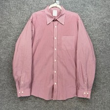 Brooks Brothers Regent Shirt Mens XL Burgundy Gingham Check Button Up Stretch