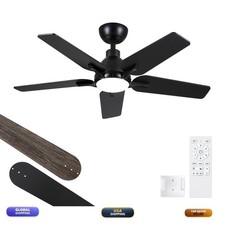 Putroad 42 Inch Ceiling Fans Lights Black Indoor Ceiling Fan Bedroom Living