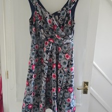 Womens Dickins And Jones Floral Satin Sleeveless Knee Long Sress Size 12 Wedding