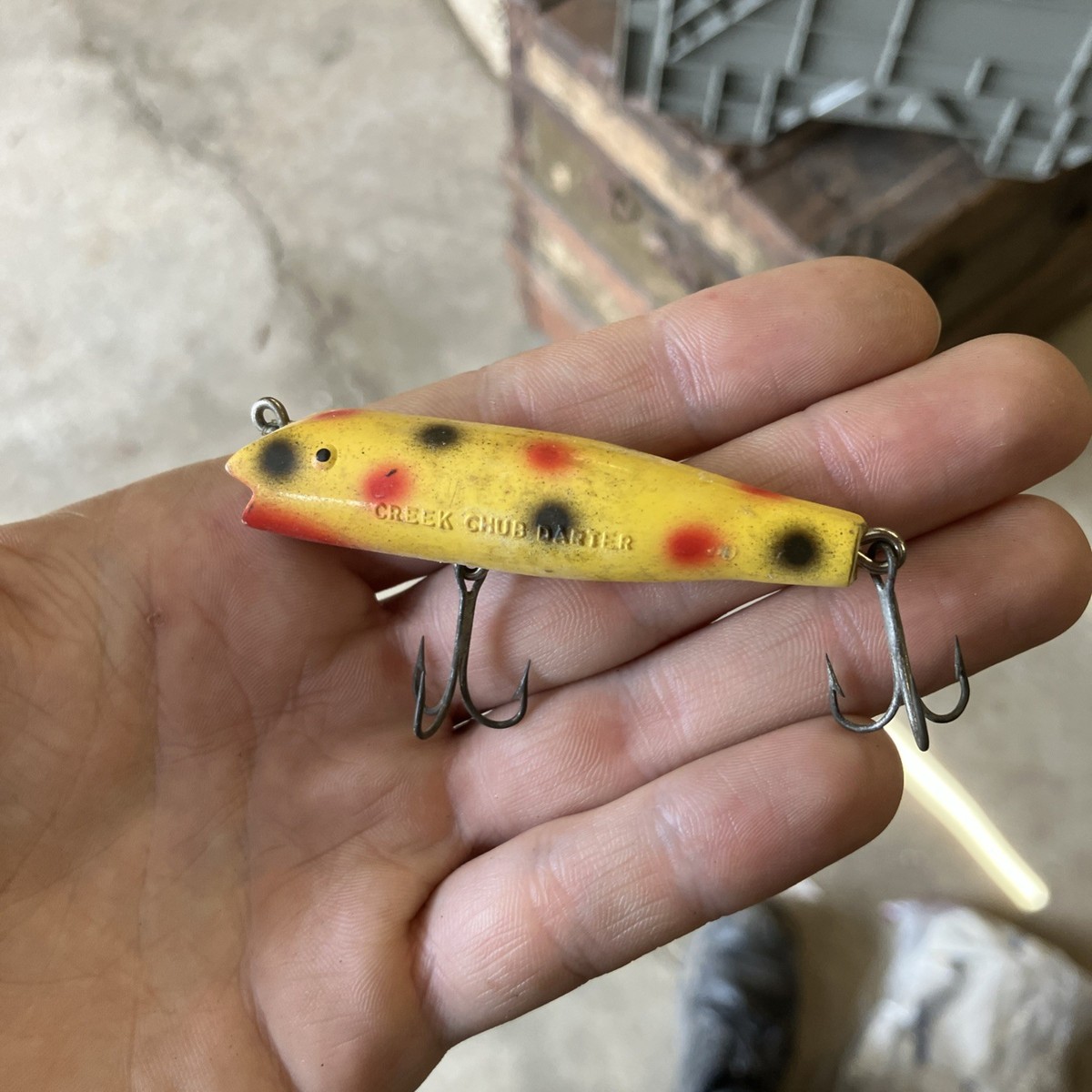 Vintage Fishing Lure Creek Chub Darter Yellow Spotted Black & Red Spots |  eBay