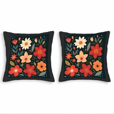 Set of 2 Decorative Throw Pillow Covers 18x18in - Vibrant Floral Pattern
