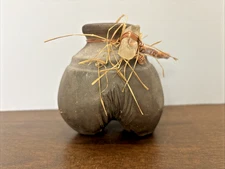 Roy Overcast Signed Vessel Bud Vase Raku Pottery 4 In Tall Studio Art TN Brown