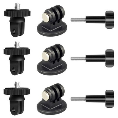 Action Camera Tripod Mount Adapter 1/4''-20 Conversion Large, Black