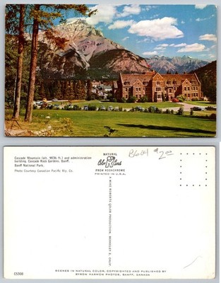 Vintage Banff National Park Postcard Cascade Mountain Hotel Kodachrome Canada