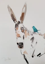 Minimalist Donkey Portrait Watercolor PRINT Canvas By Artist Jose Trujillo 16x20