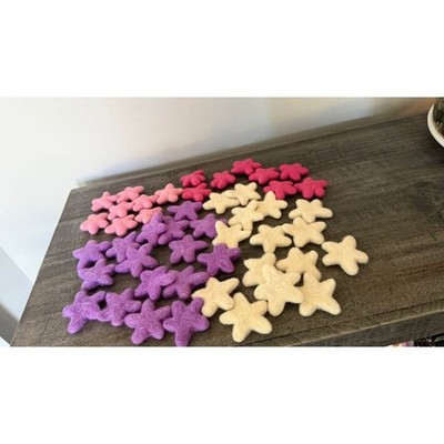 Felted Wool Stars - Set of 39 -Use with Crafts or Essential oils. 2.5 inch.