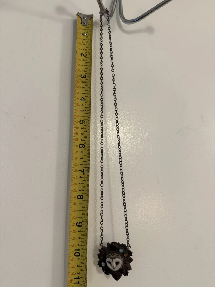 Night Gypsy Sterling Silver Laura Mears Owl Face 20” Necklace HTF Rare OOAK - Image 3 of 4