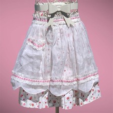 Vintage Apron Pink White Lace Sheer 1950s House Wife Pocket Ribbon Flower